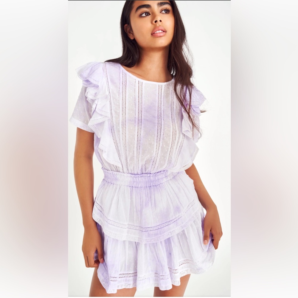 LoveShackFancy Natasha Heritage light purple tie dye mini dress Size Small